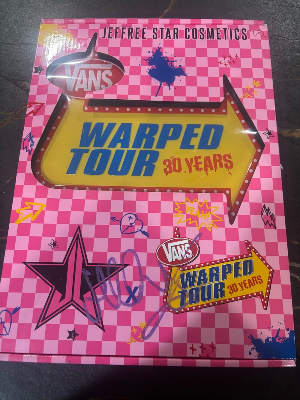 Jeffree Star x Vans Cosmetics Pink Checkerboard Warped Tour Arrow Hand Mirror